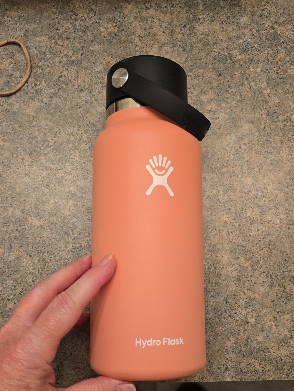Hydro Flask Peach Water Bottle with Black Flex Cap